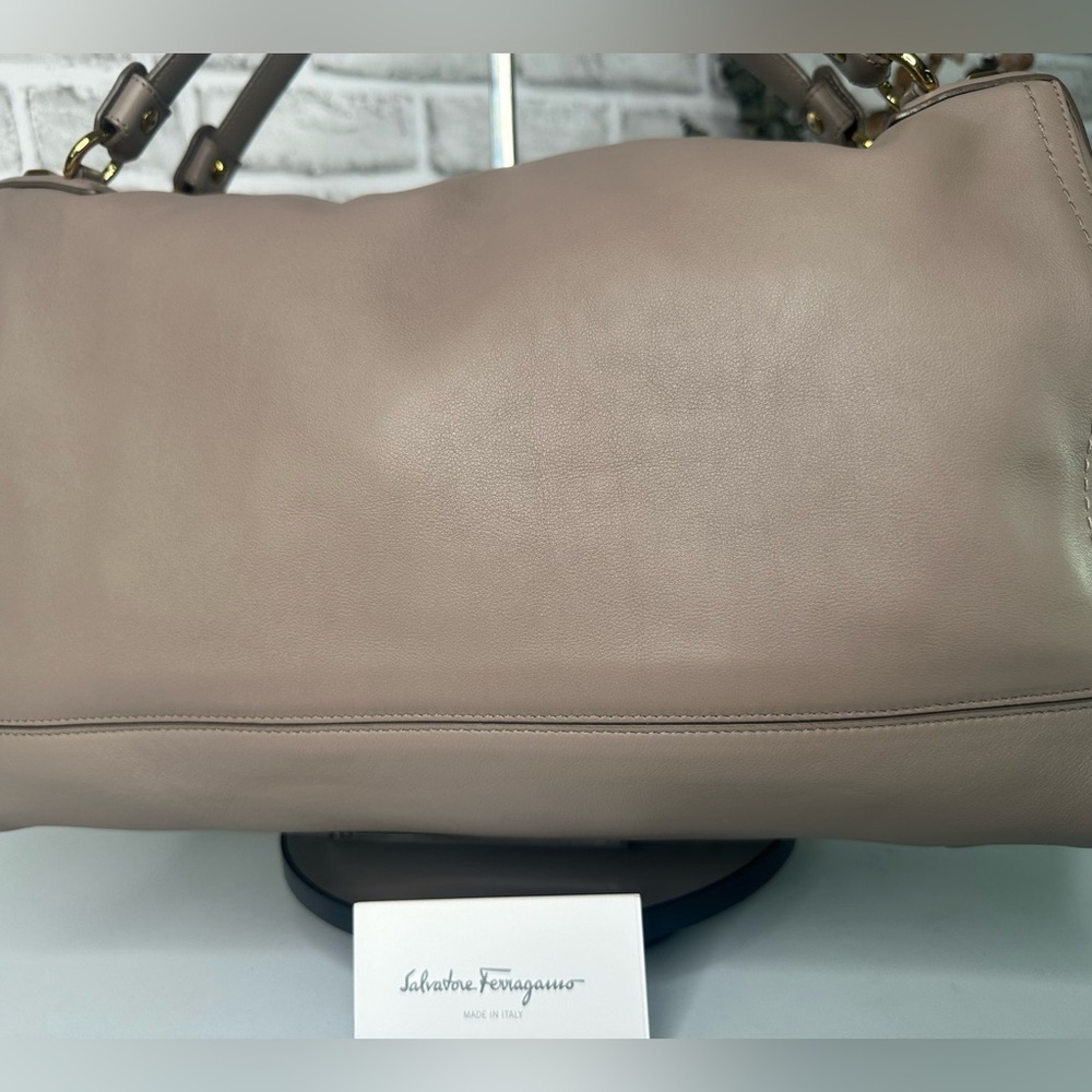 Salvatore Ferragamo Leather Bag double top handle Zipper Closure EUC - Picture 14 of 14